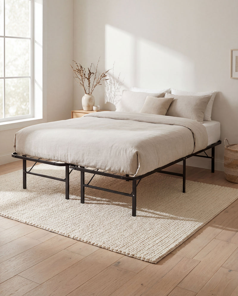 Black Steel Platform Bed Frame